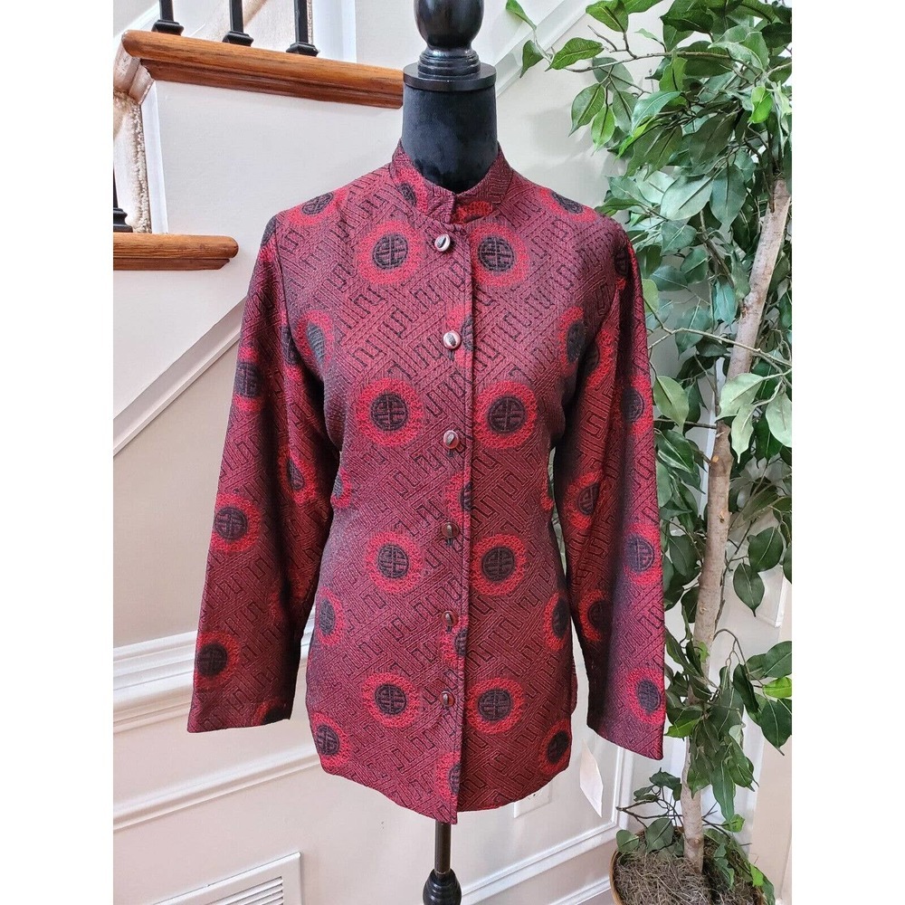 Jennifer Moore Women Marron Polyester Long Sleeve Buttons Front Jacket Size 10